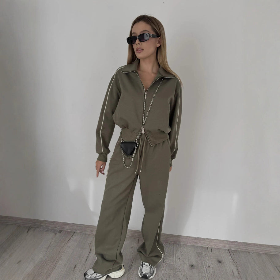Damen Sportlicher Trend-Hoodie und Jogger Set WW