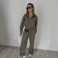 Damen Sportlicher Trend-Hoodie und Jogger Set WW