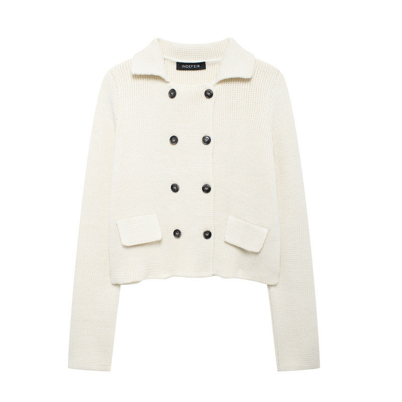 Damen Strickjacke mit doppelter Knopfreihe und praktischen Taschen WW