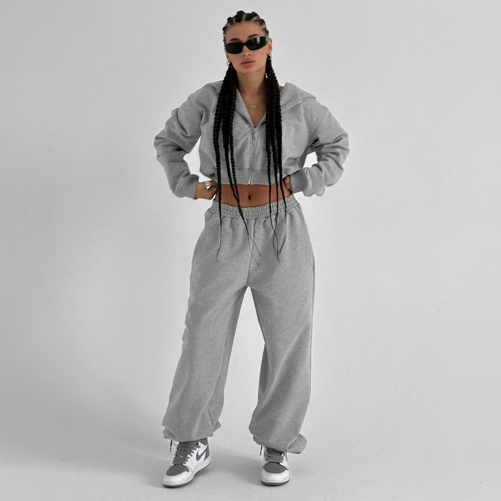 Damen Sportliches Sweatshirt-Set mit lässigem Schnitt und elastischem Bund WW