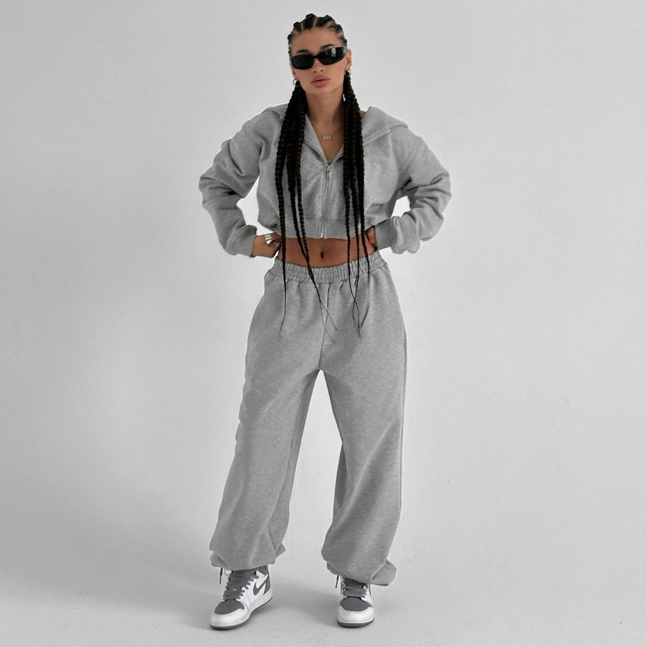Damen Sportliches Sweatshirt-Set mit lässigem Schnitt und elastischem Bund WW