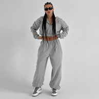 Damen Sportliches Sweatshirt-Set mit lässigem Schnitt und elastischem Bund WW