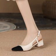 Damen Slingback-Pumps mit komfortablem Blockabsatz und feinem Lederdesign W&W