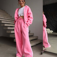 Damen Sportliches Loungewear-Set mit cropped Jacke und bequemen Jogginghosen WW