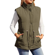 Damen Steppweste mit hohem Kragen und praktischen Reißverschlusstaschen WW