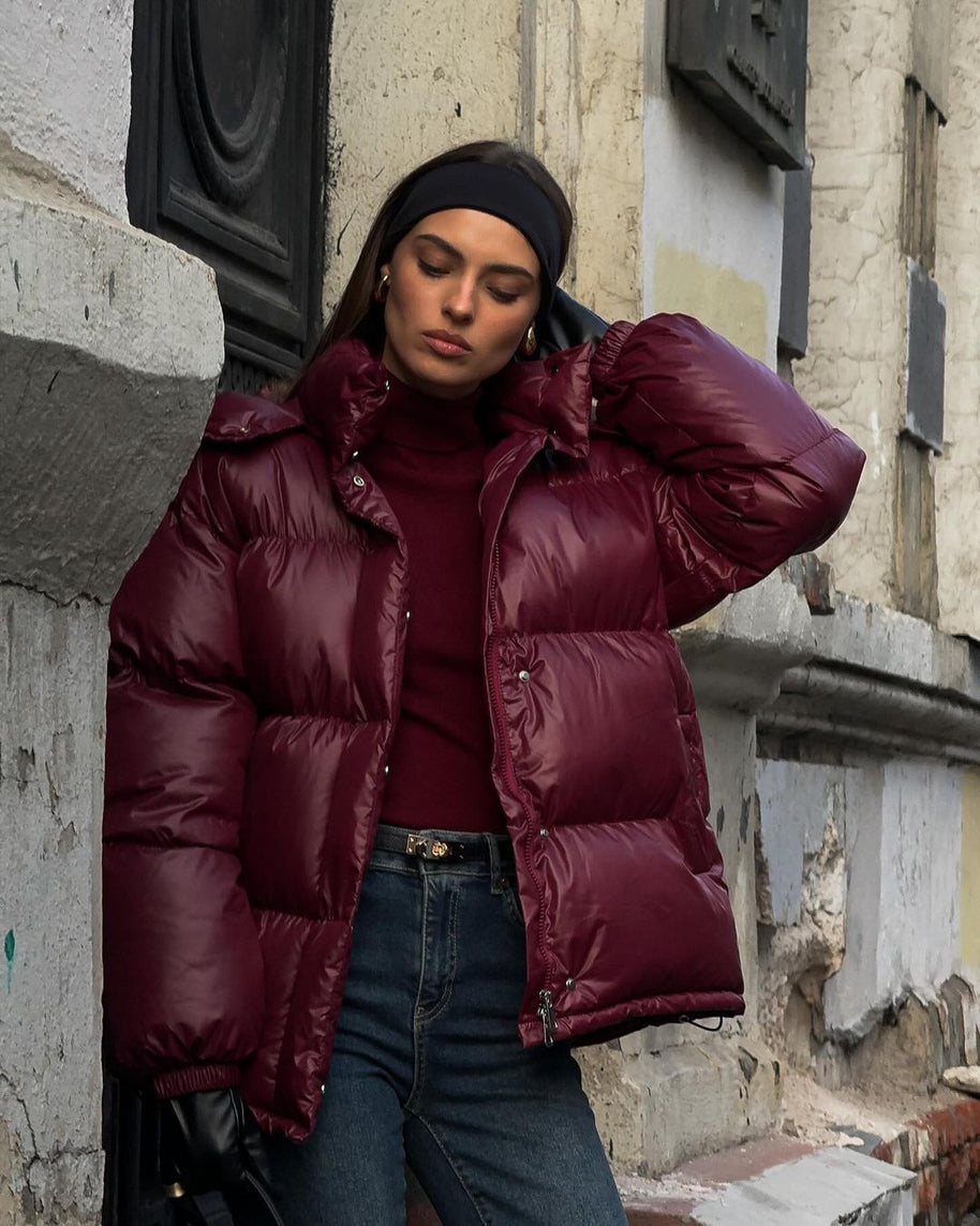 Damen Steppjacke mit voluminösem Schnitt und hohem Kragen WW