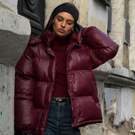 Damen Steppjacke mit voluminösem Schnitt und hohem Kragen WW