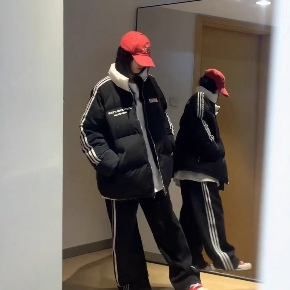 Damen sportliche Oversized Daunenjacke mit Reißverschluss und seitlichen Taschen WW