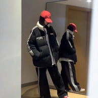 Damen sportliche Oversized Daunenjacke mit Reißverschluss und seitlichen Taschen WW