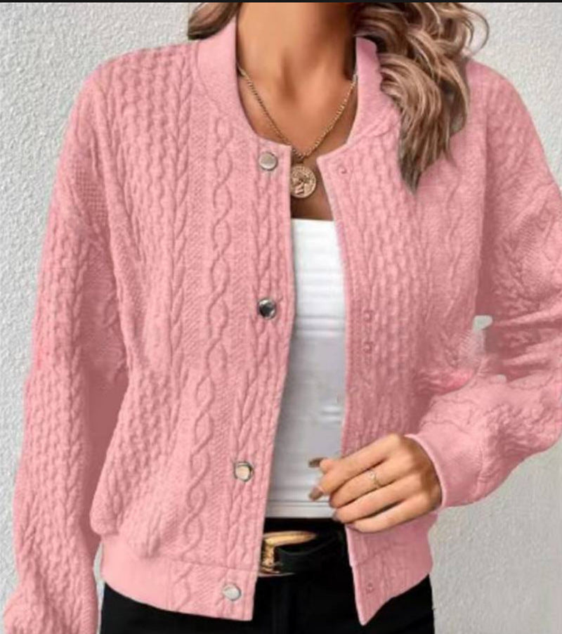 Damen Strickjacke mit Struktur und Knopfleiste WW