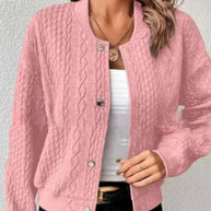 Damen Strickjacke mit Struktur und Knopfleiste WW