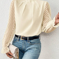 Damen Bluse mit modernen transparenter Ärmel WW