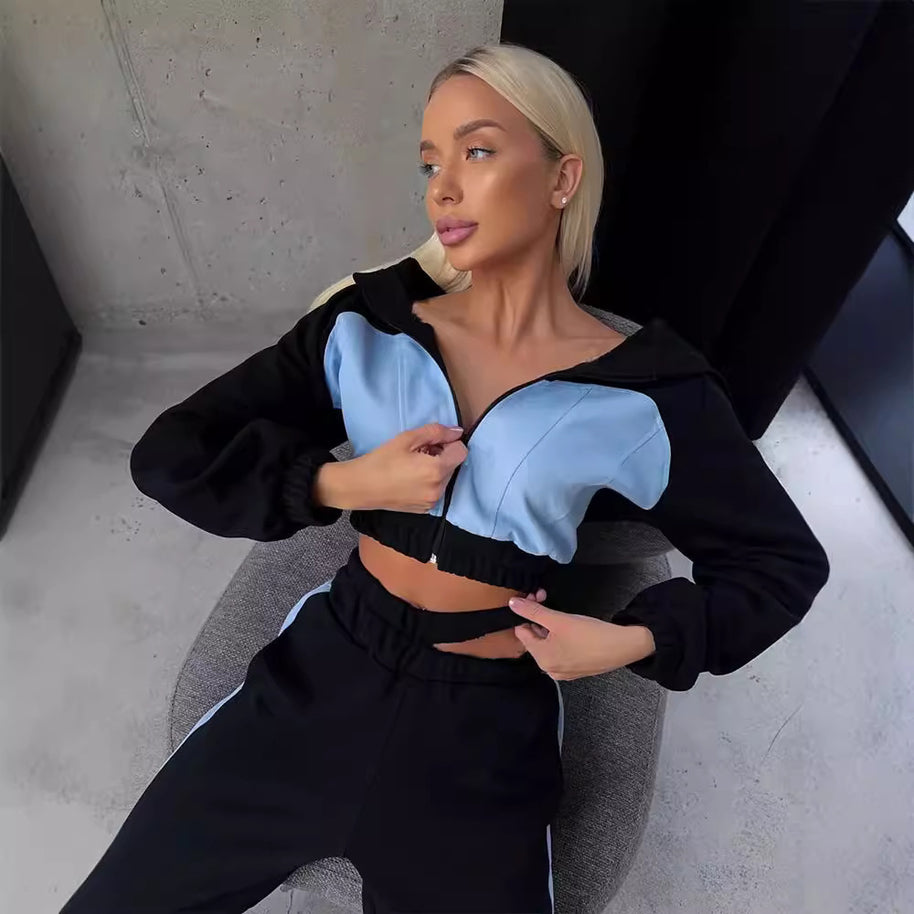 Damen Sportliches Zweiteiler-Set mit Crop-Top und weitem Schnitt WW