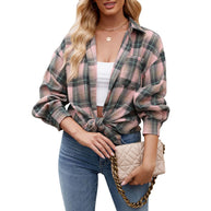 Damen Karierte Oversized Hemdbluse WW