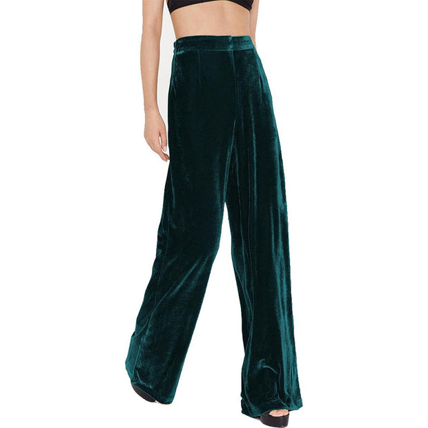 Damen elegante Samtweite Hose mit weitem Bein WW