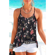 Damen luftiges Spaghetti-Top mit floralem Muster und asymmetrischem Saum WW