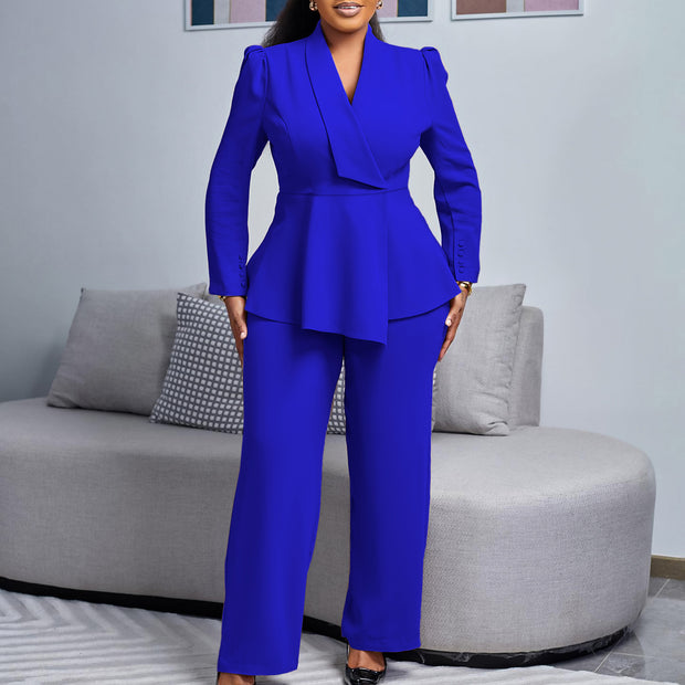 Damen Anzug mit elegantem Blazer und weitem Hosenbein WW