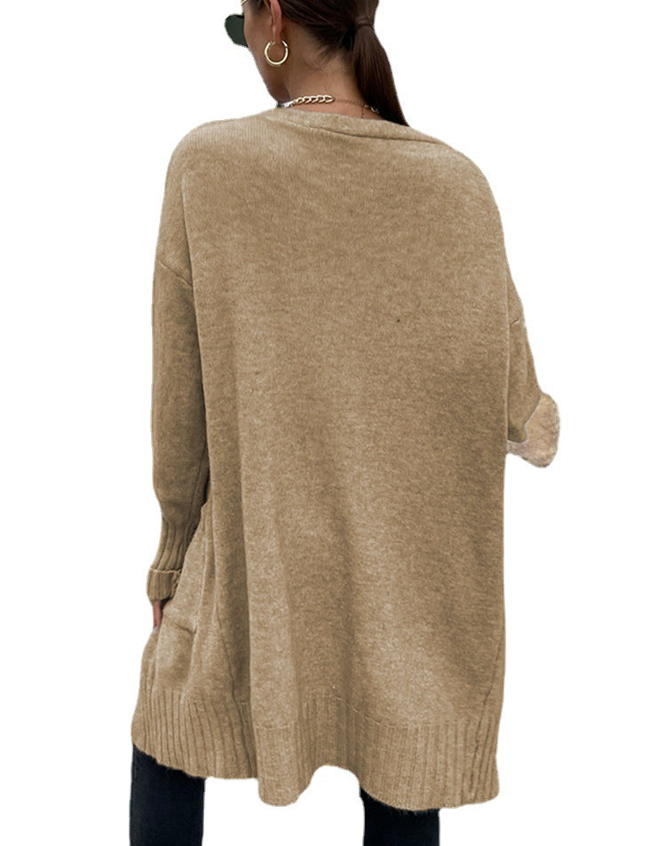Damen Strickjacke mit geripptem Saum und praktischen Taschen WW
