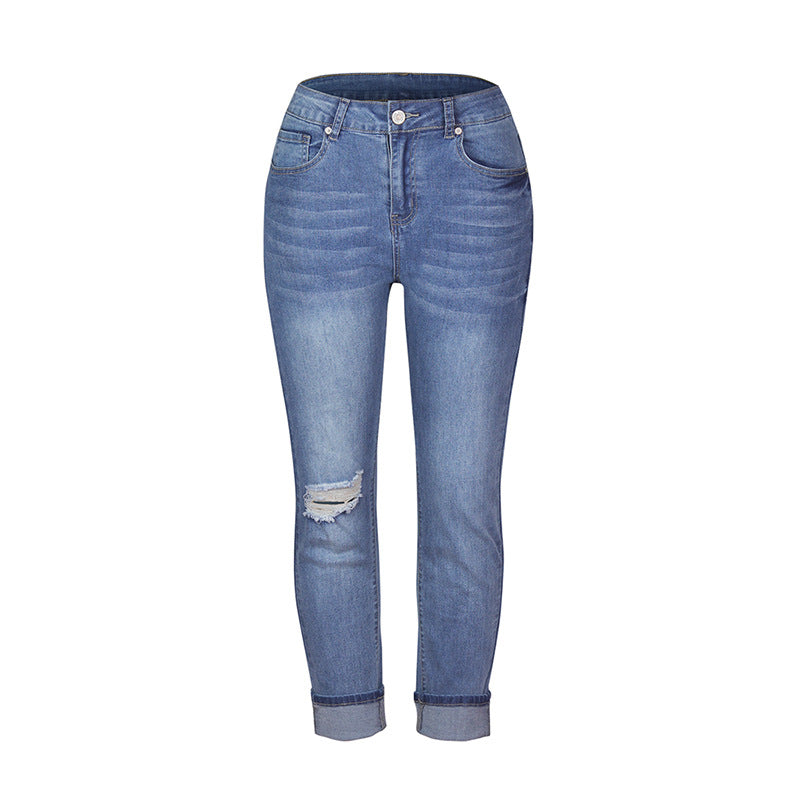 Damen Slim-Fit Jeans mit modischen Distressed-Details und hoher Taillierung WW