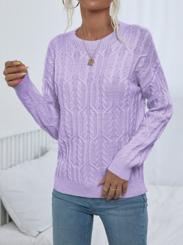 Damen Strickpullover mit trendy Zopfmuster WW