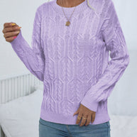 Damen Strickpullover mit trendy Zopfmuster WW