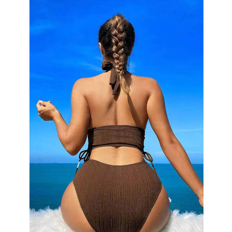 Damen Bikini-Set mit raffinierten Bindebändern und hohem Bund WW