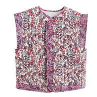 Damen gesteppte Weste mit floralem Design und praktischen Taschen W&W