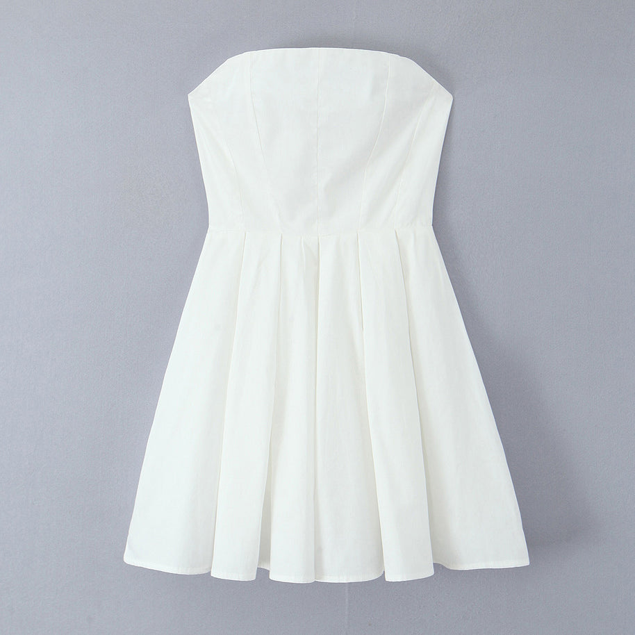 Damen Baumwoll-Wickelkleid mit schulterfreiem Design WW