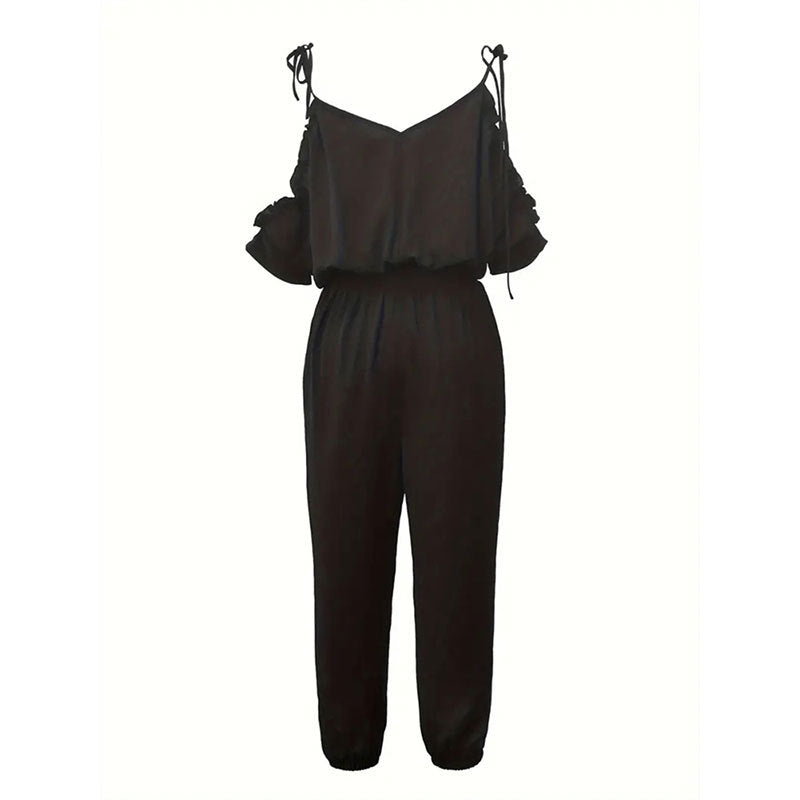Damen Eleganter Overall mit rüschendetails und praktischem Gummizug W&W Mode