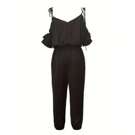 Damen Eleganter Overall mit rüschendetails und praktischem Gummizug W&W