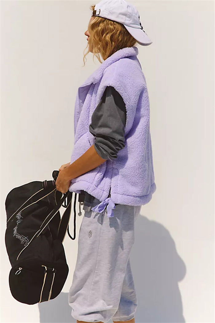 Damen Sportliche Fleece-Jacke mit hohem Kragen und Weitenregulierung WW