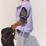 Damen Sportliche Fleece-Jacke mit hohem Kragen und Weitenregulierung WW