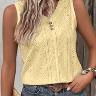 Damen Ärmelloses Top mit Knopfdetail und Lochmuster WW