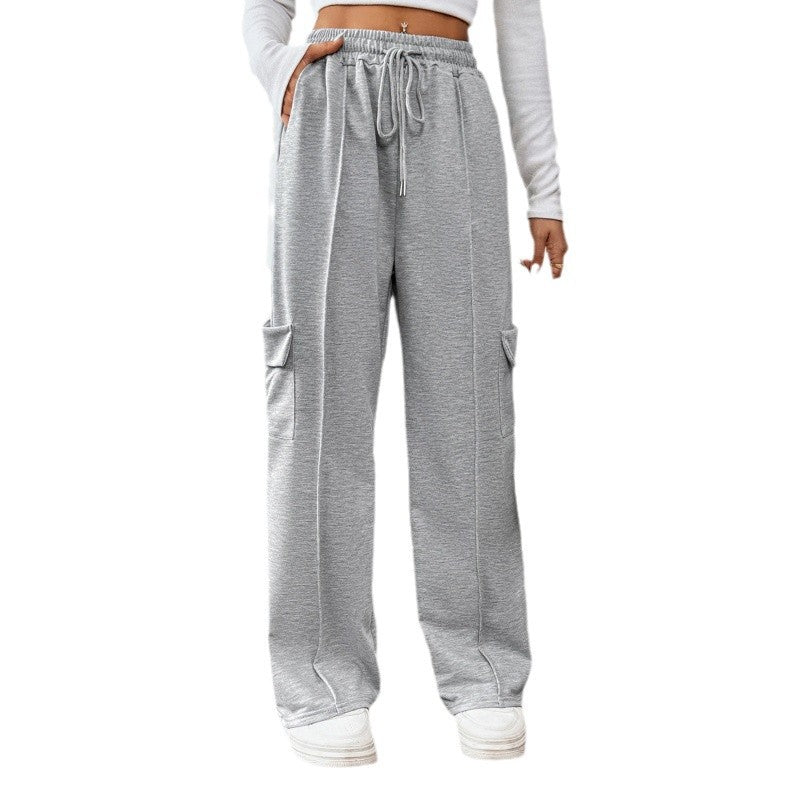 Damen Weite Cargo-Hosen mit elastischem Bund und praktischen Seitentaschen WW