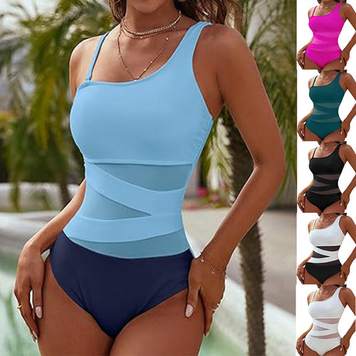 Damen Sportlicher Badeanzug mit einzigartigen Mesh-Einsätzen WW