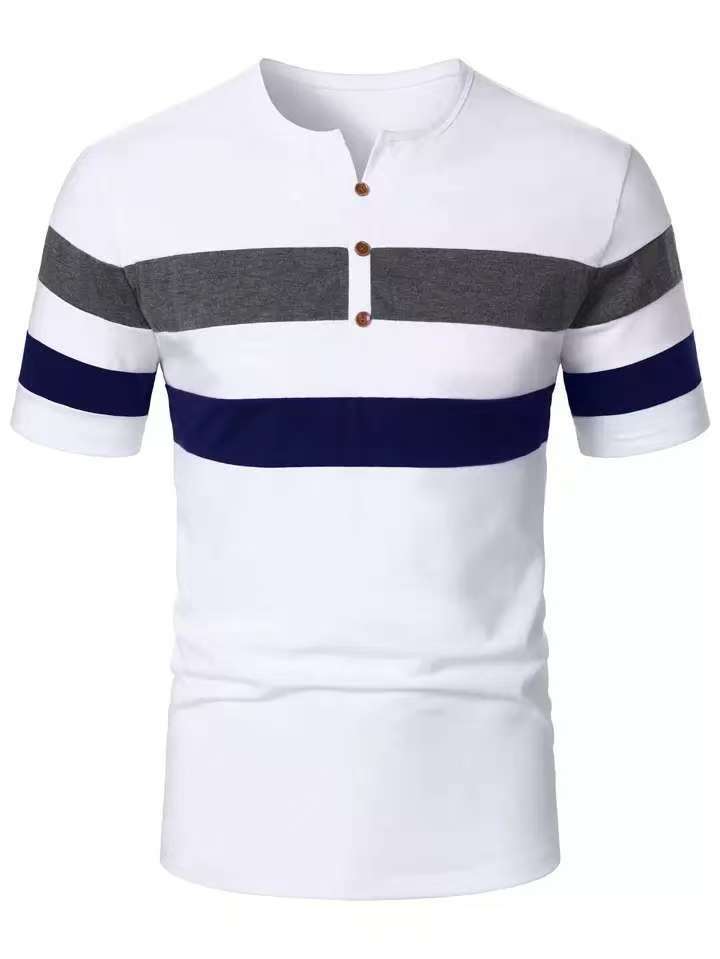 Herren Kurzarm Poloshirt mit modischem Streifenmuster WW