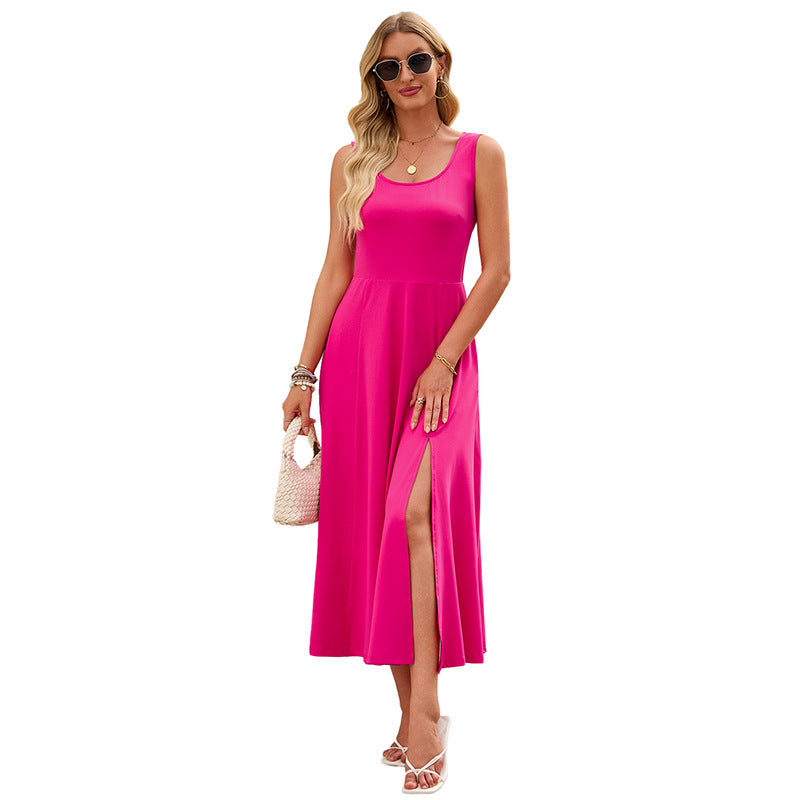 Damen Maxikleid mit seitlichem Schlitz und minimalistischen Trägern WW