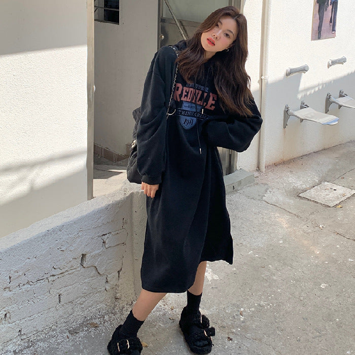 Femme Oversized Grafik Hoodie Kleid WW