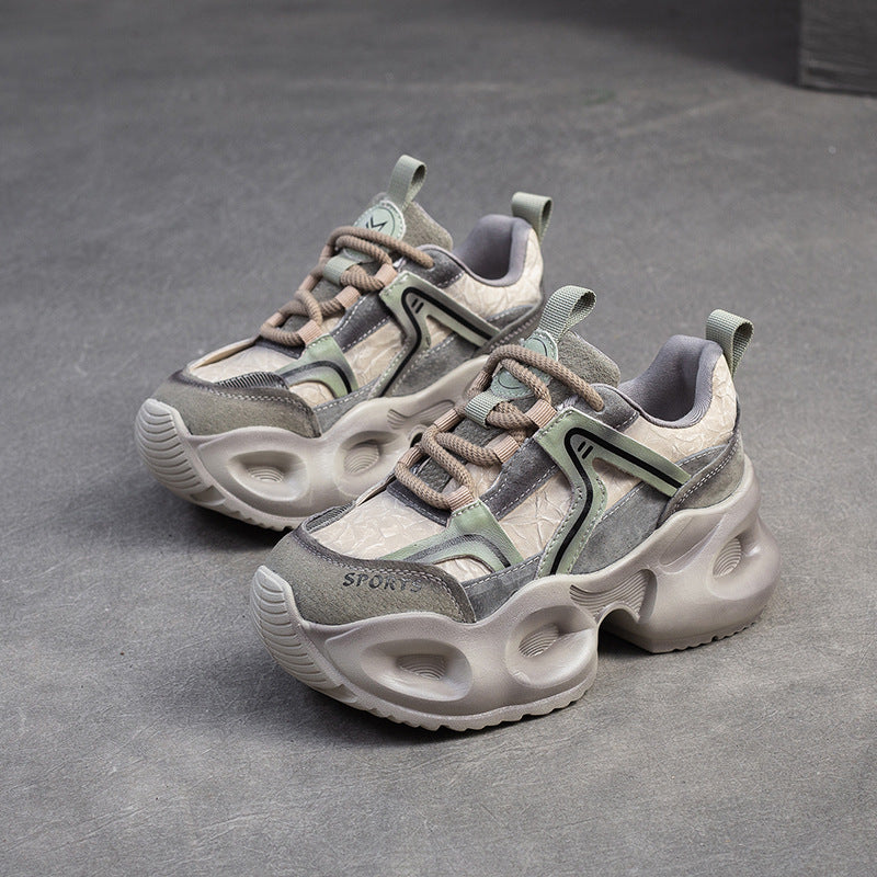 Damen Sportliche Chunky Sneakers mit stilvollem Oberflächen-Design und dämpfendem Sohlenprofil WW