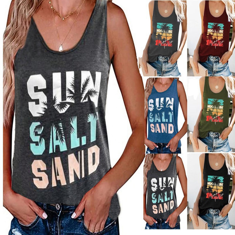 Damen ärmelloses Freizeitshirt mit trendigem Grafikdesign WW