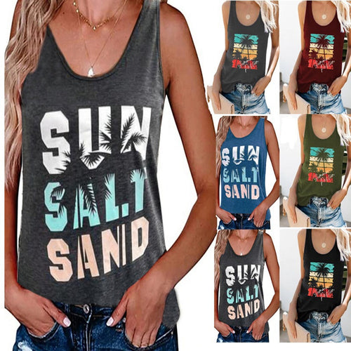 Damen ärmelloses Freizeitshirt mit trendigem Grafikdesign WW