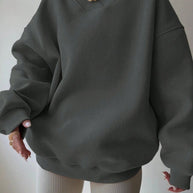 Damen oversized V-Ausschnitt Sweatshirt WW