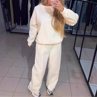 Damen Sportliches Lounge-Set mit gepunktetem Muster und elastischem Bund WW