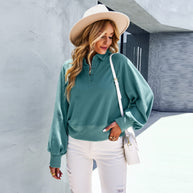 Damen sportlicher Pullover mit oversized Ärmeln und Kragen WW