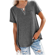 Damen Freizeit T-Shirt mit Knopfleiste und Brusttasche WW