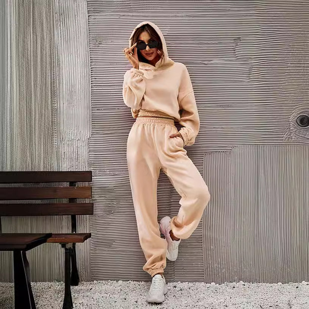 Damen bequeme Sweatpants mit Kapuze und Raffung WW