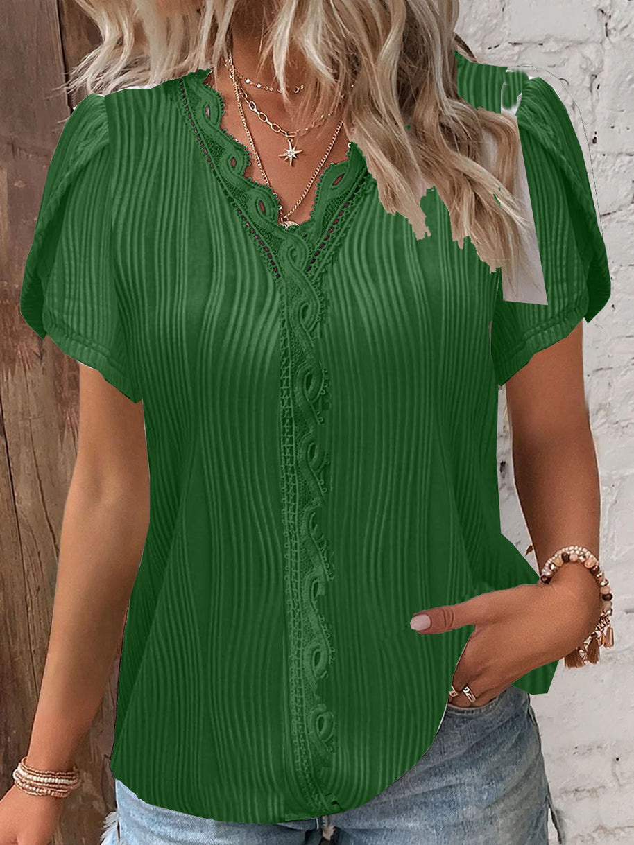 Damen spitzenbesetzte knopfleistenbluse WW