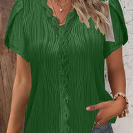 Damen spitzenbesetzte knopfleistenbluse WW