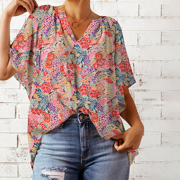 Damen Bluse mit floralem Design und lockerem Schnitt WW