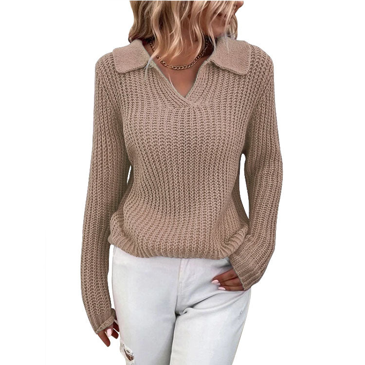 Damen Strickpullover mit strukturiertem Design und modernem V-Ausschnitt WW